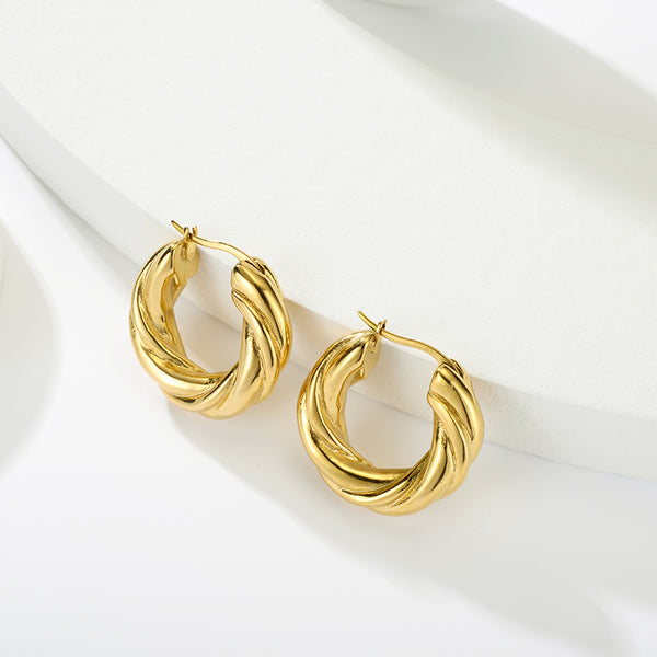 14K gold-plated twist earrings, an ideal choice for fashionable ladies