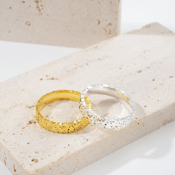 Fanmola 18K Gold-Plated Crushed Ice Ring: The Ultimate Choice for Couples' Gifts