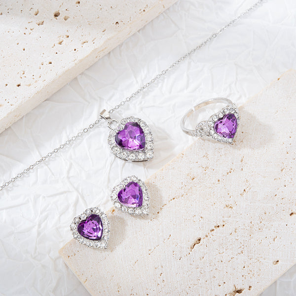 S925 silver gold plated amethyst necklace set