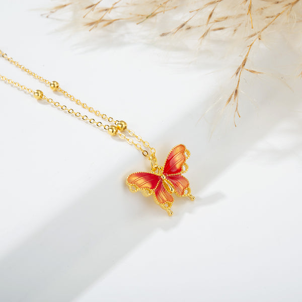 18K gold-plated necklace, modern butterfly style, an excellent choice for fashionable ladies, see TK for detailed video